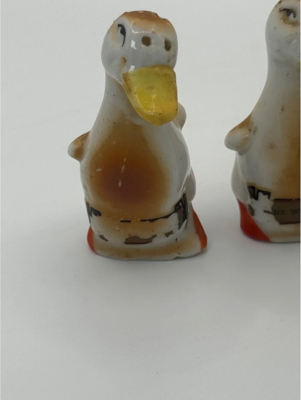 Vintage Duck Salt Pepper Shakers Ceramic Figural Pair Kitchen Decor, Cute